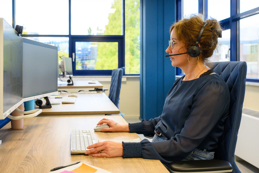 A colleague at her desk